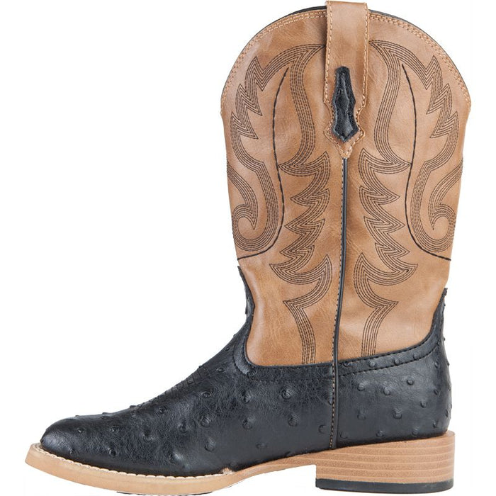 Roper Footwear Kid's Black Ostrich Print Cowboy Boots