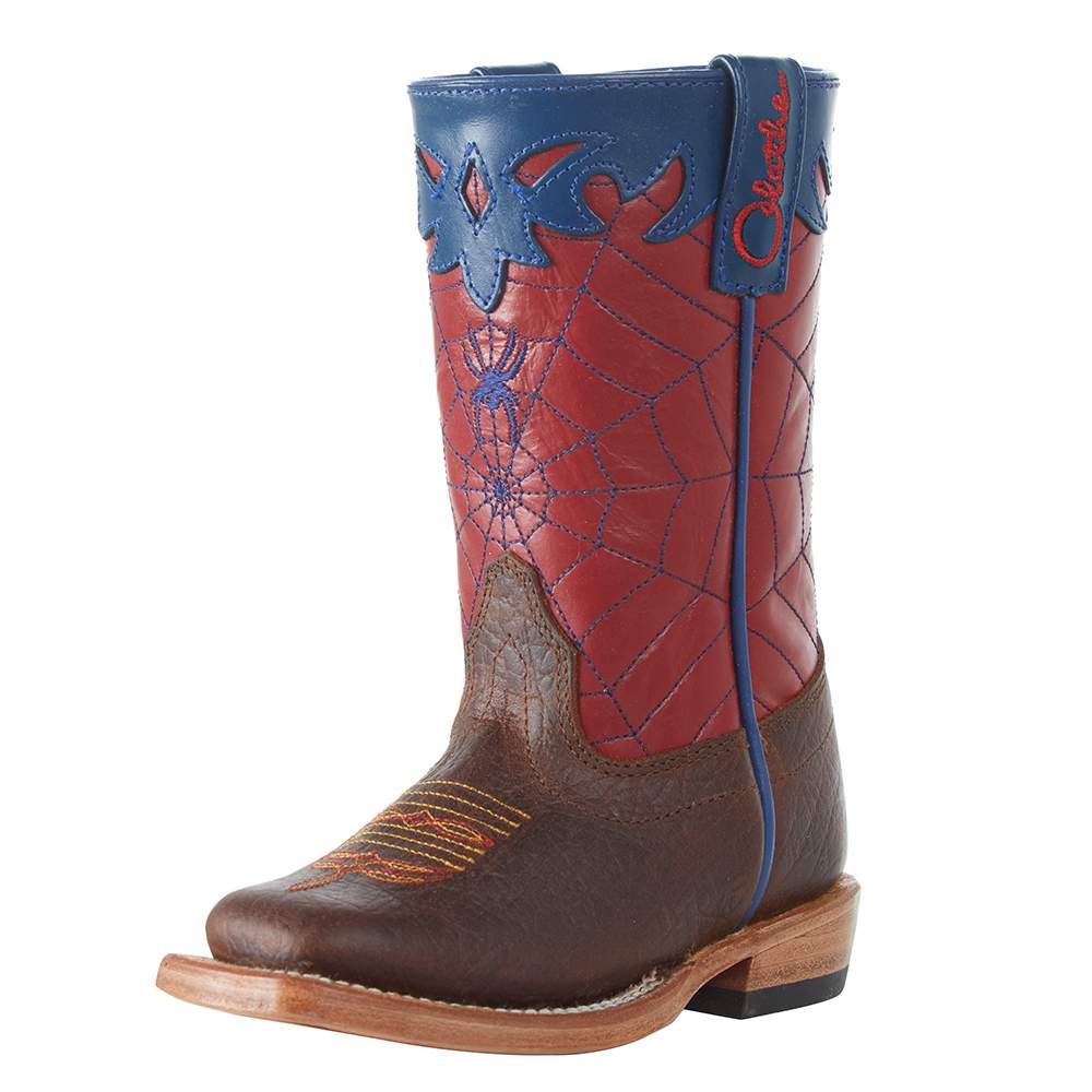 Olathe Boot Company Youth Toast Bison Red and Blue Spider Web Boot