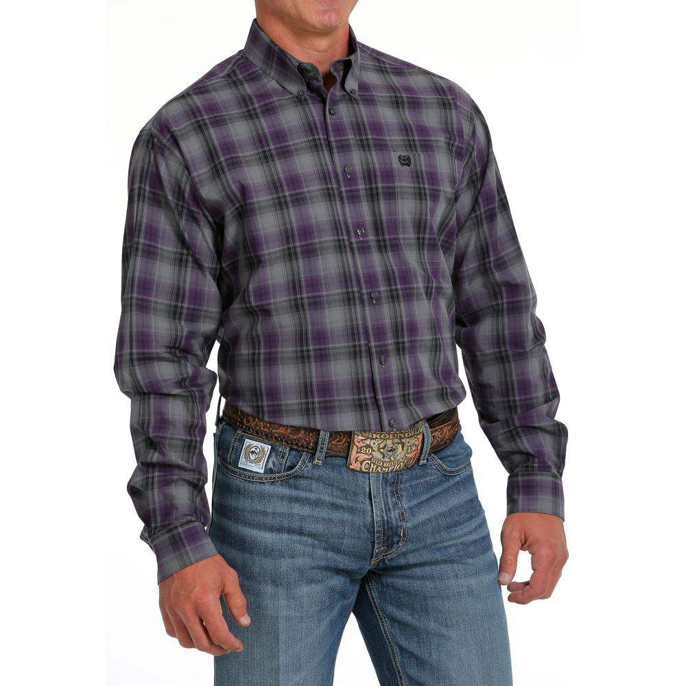 Stylish Blue Plaid Cinch Shirt for Men