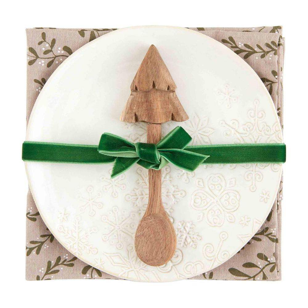 Mud Pie Set Piatti Per Cracker In Terracotta: Piatto In Ceramica E Pinze In Legno, 2 Pezzi