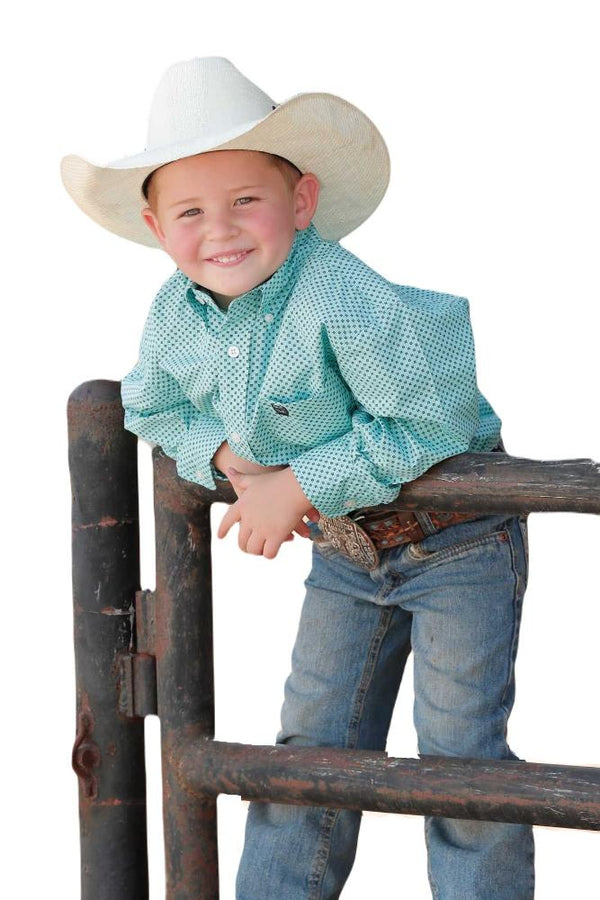 Cinch Boy's Blue Geometric Western Button-Down Shirt main image 0