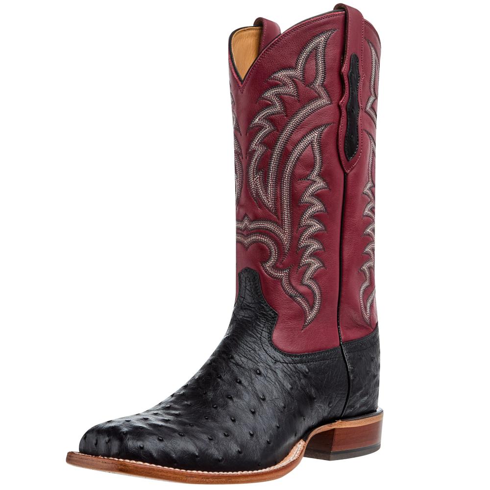 Tony Lama Men’s Castillo Western Boot – Full Quill Ostrich Vamp, Broad Square Toe, 11" Shaft