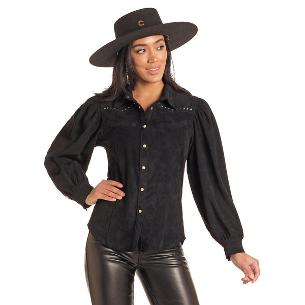 0000~Snap Button Suede Saharan Shirt main image 0