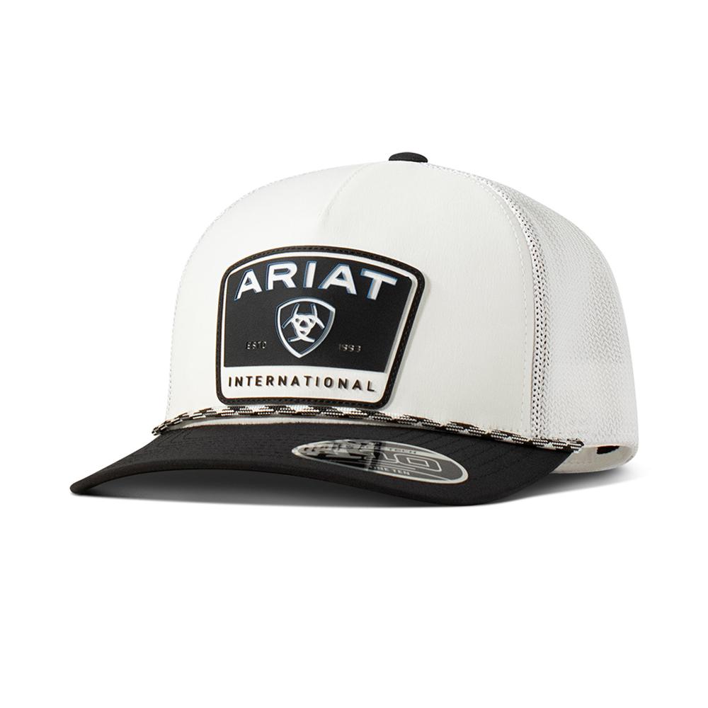 ARIAT Men's Filigree Stars & Stripes Faux Leather Patch Trucker Hat - Structured 5-Panel Cap - View #10