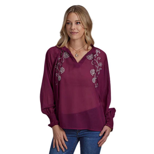 Roper 1873 Poly Georgette (Blue) - Women's Western Blouse