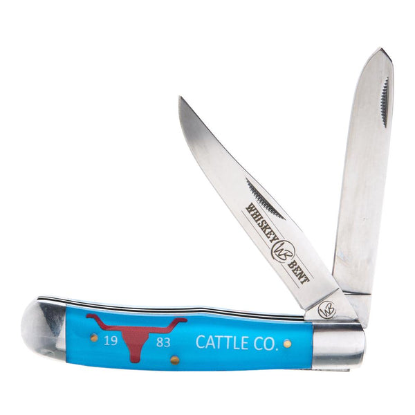 WHISKEY RANCH BANDITO DAMASCUS BLADE TRAPPER BULLCUTTER KNIFE 11-75 main image 1