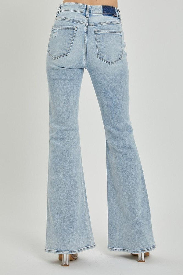 RISEN Mid Rise Button Fly Wide Leg Jeans