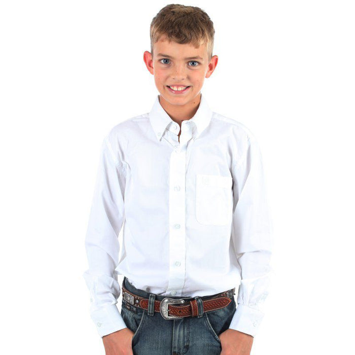 Boy's Solid White Button Down Shirt