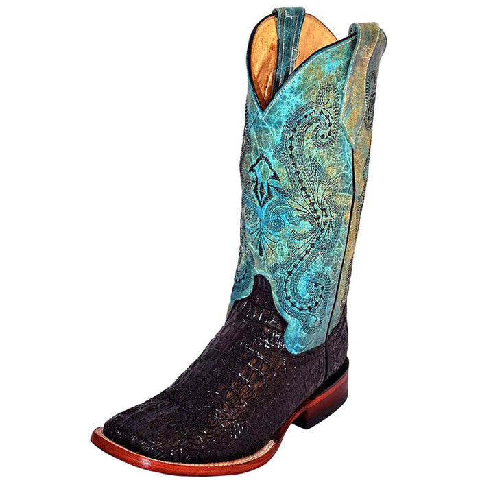 Women's Black Caiman Print Cowgirl Boots