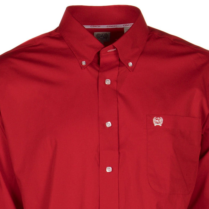 Cinch Men's Red Pinpoint Oxford Buttondown Shirt