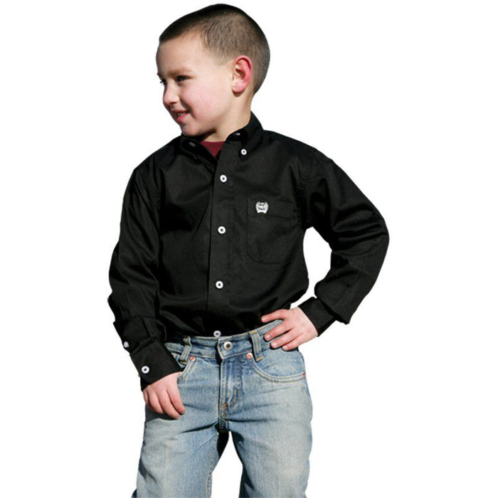 Cinch Boy's Solid Black Button Down Shirt