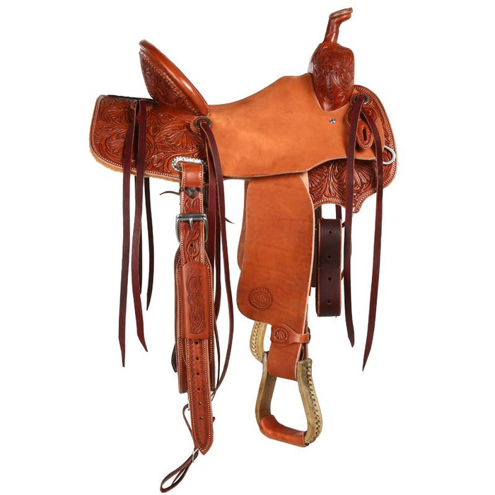 NRS Competitor Series Chestnut Poinsettia Barrel Saddle with Pencil Roll
