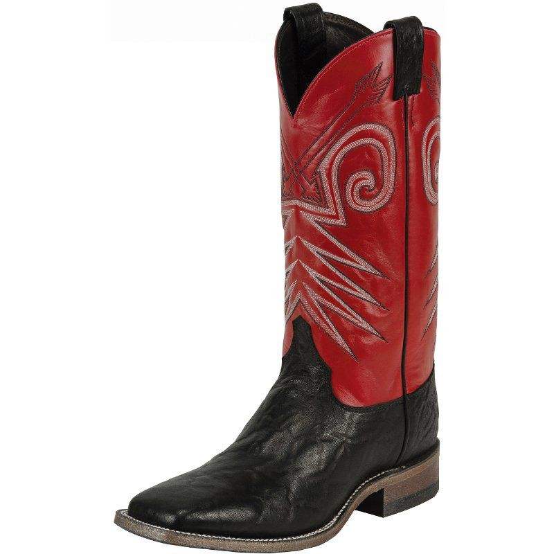 Men s Justin Bent Rail Black Wildebeest Cowboy Boots