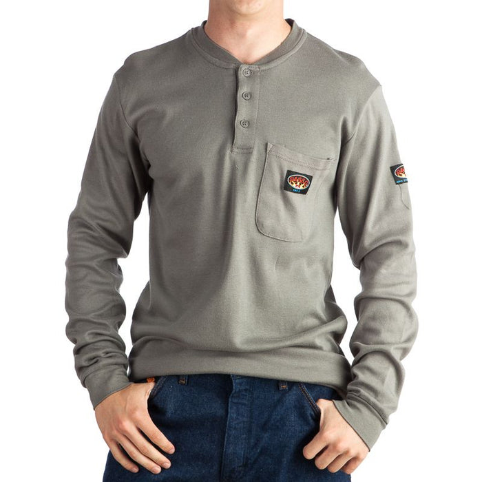Men's Rasco Grey Long Sleeve Flame Resistant FR Henley T-Shirt