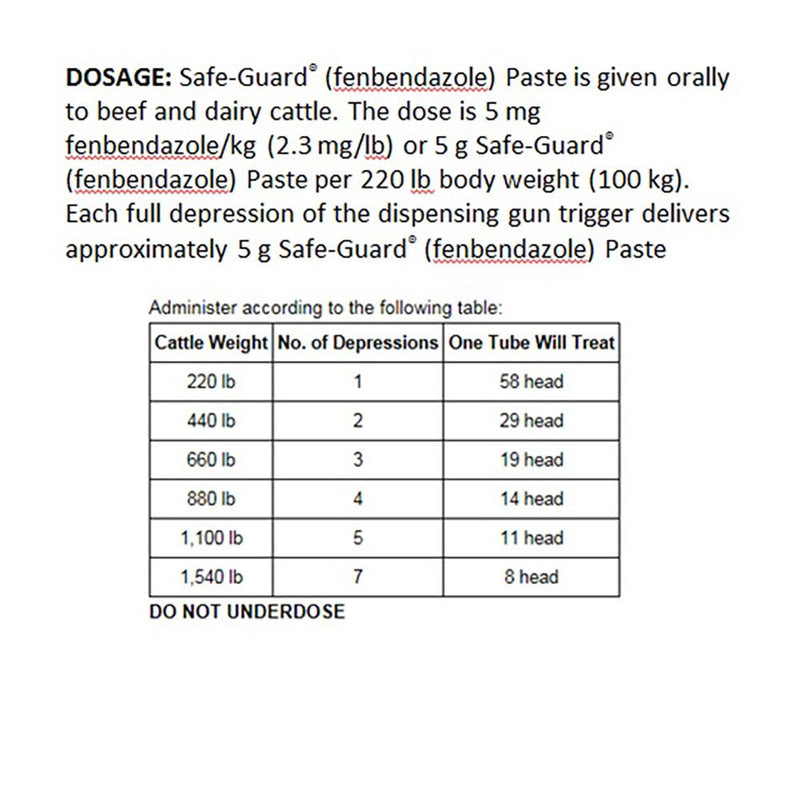 Merck Animal Health Safe-Guard Beef and Dairy Cattle Dewormer Paste 290gm