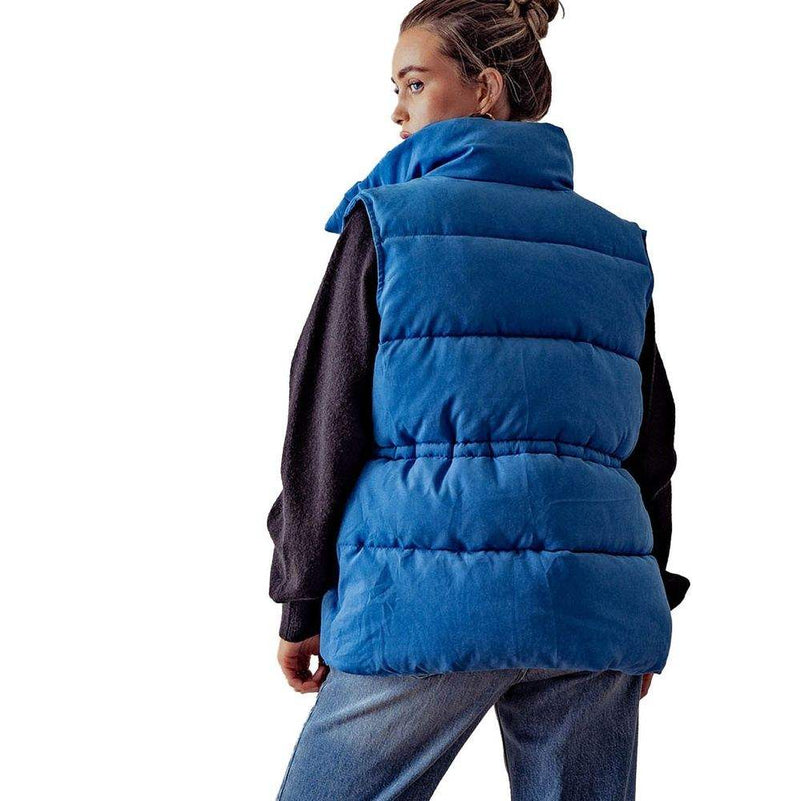 Trend:Notes Women's Oversized Blue Puff Vest