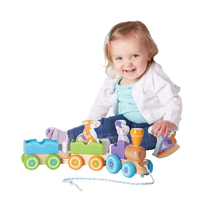 Melissa And Doug First Play Wooden Rocking Farm Animals Pull Train