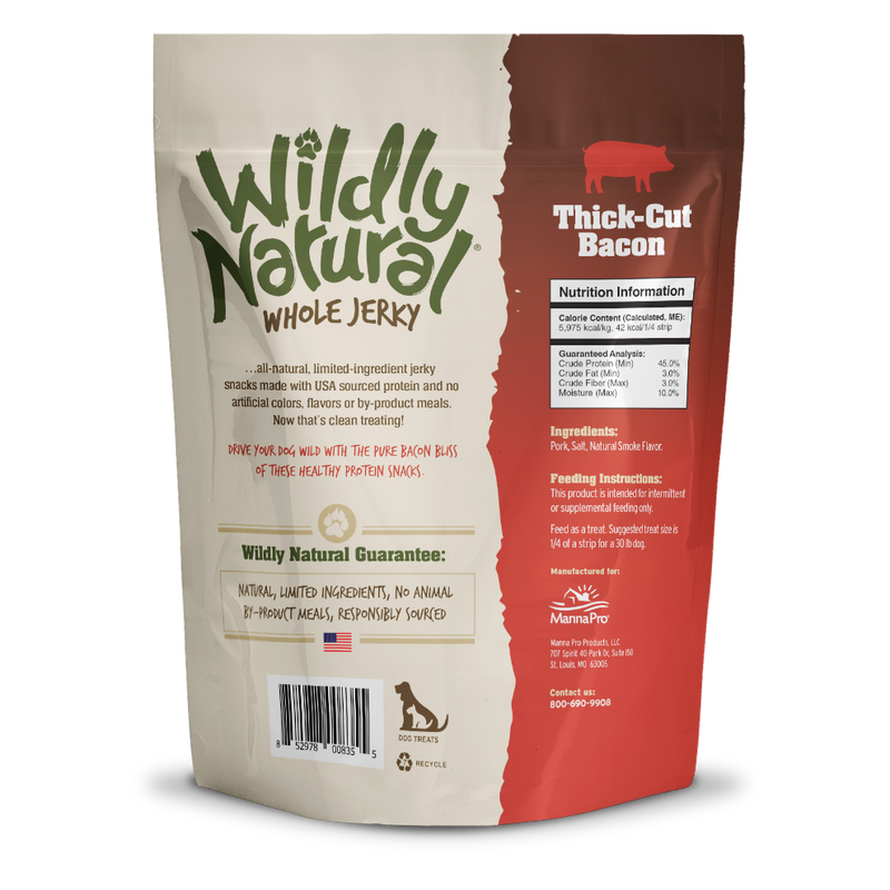 Manna Pro Wildly Natural Whole Jerky Strips - Bacon 5oz
