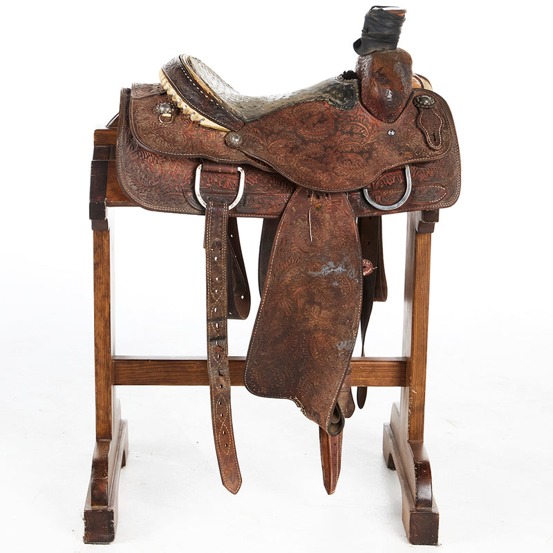 Ammerman Used 14in Full Oak Leaf Tooled Team Roper