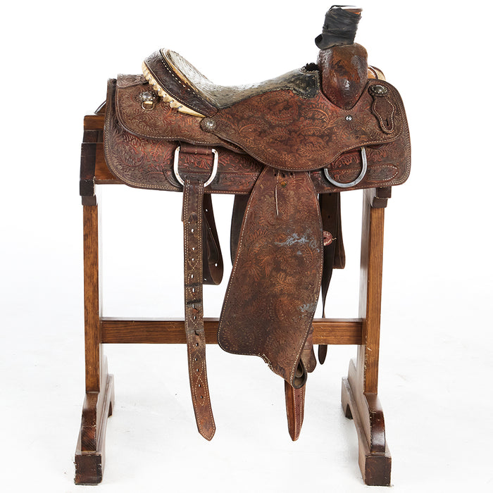 Ammerman Used 14in Full Oak Leaf Tooled Team Roper