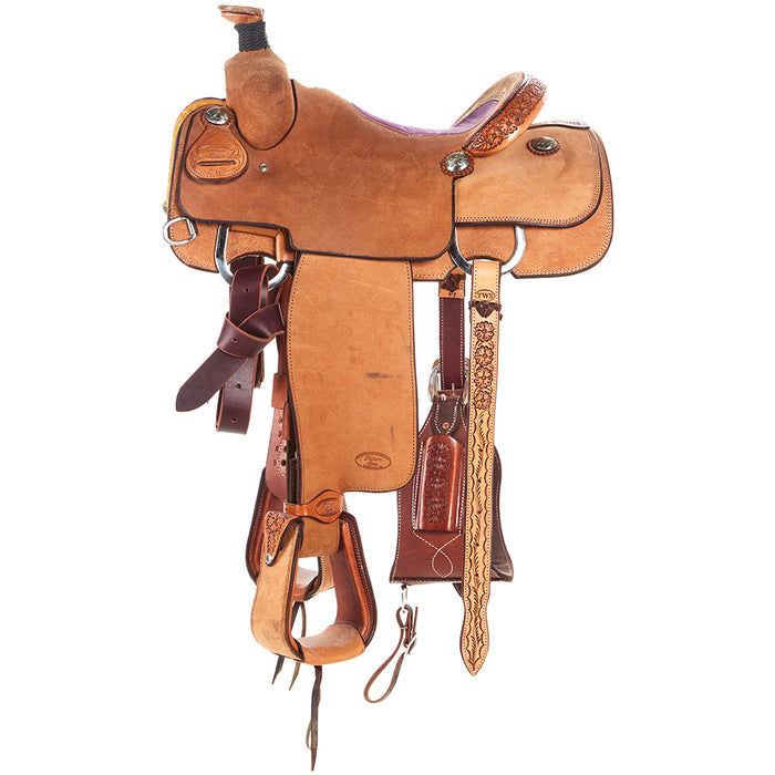Trent Ward 14.5in Platinum Team Roper with Purple Inlaid Seat