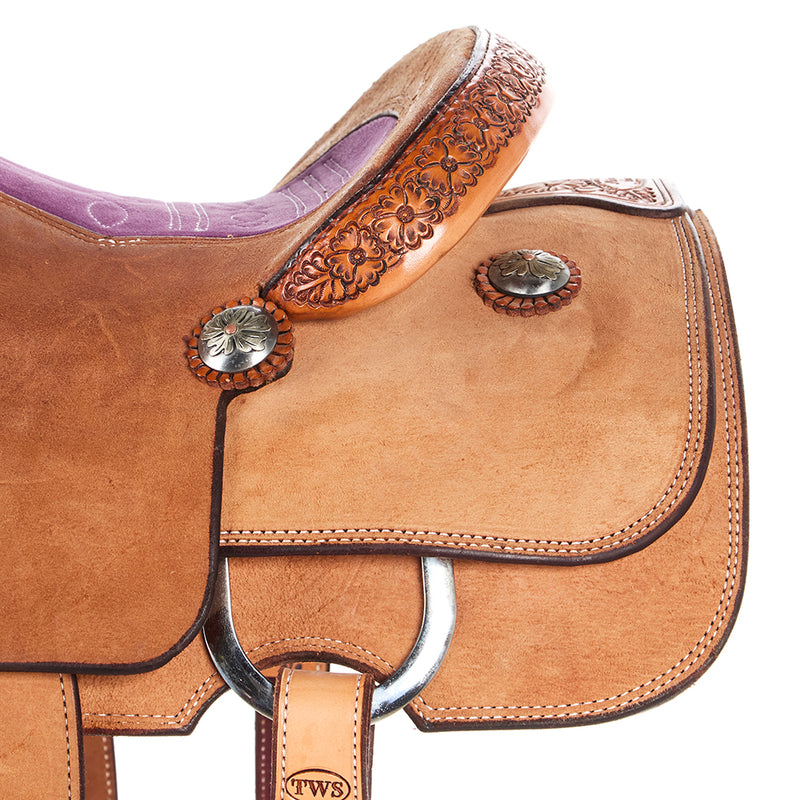 Trent Ward 14.5in Platinum Team Roper with Purple Inlaid Seat