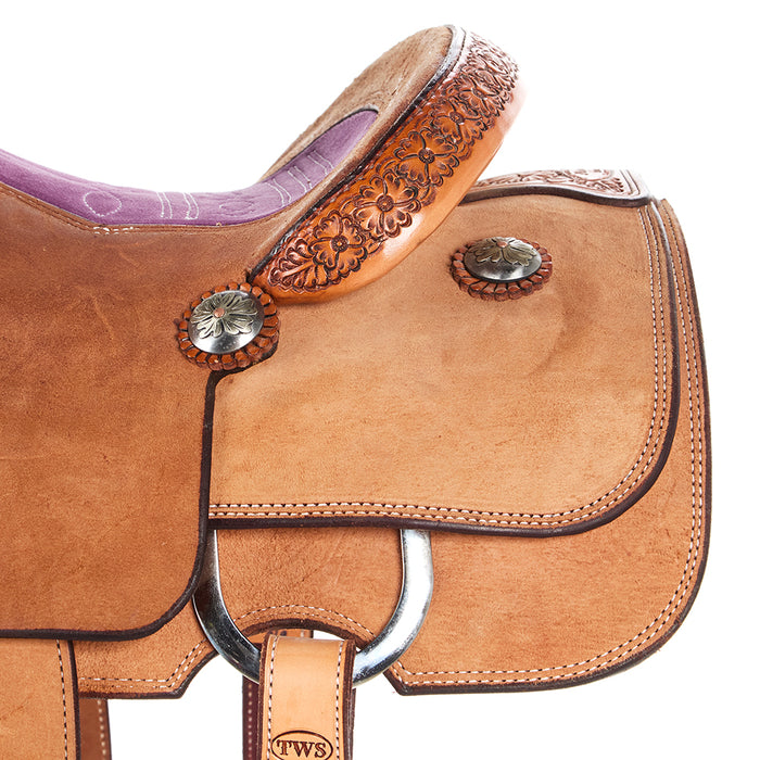 Trent Ward 14.5in Platinum Team Roper with Purple Inlaid Seat