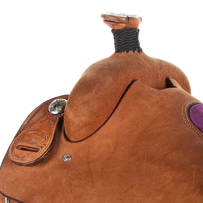 Trent Ward 14.5in Platinum Team Roper with Purple Inlaid Seat