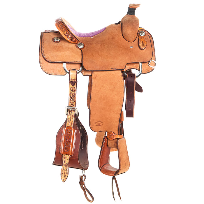Trent Ward 14.5in Platinum Team Roper with Purple Inlaid Seat
