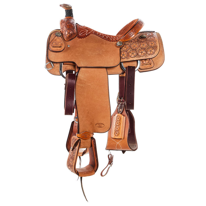 Trent Ward 15in 1/2 Breed Floral Platinum Team Roping Western Saddle