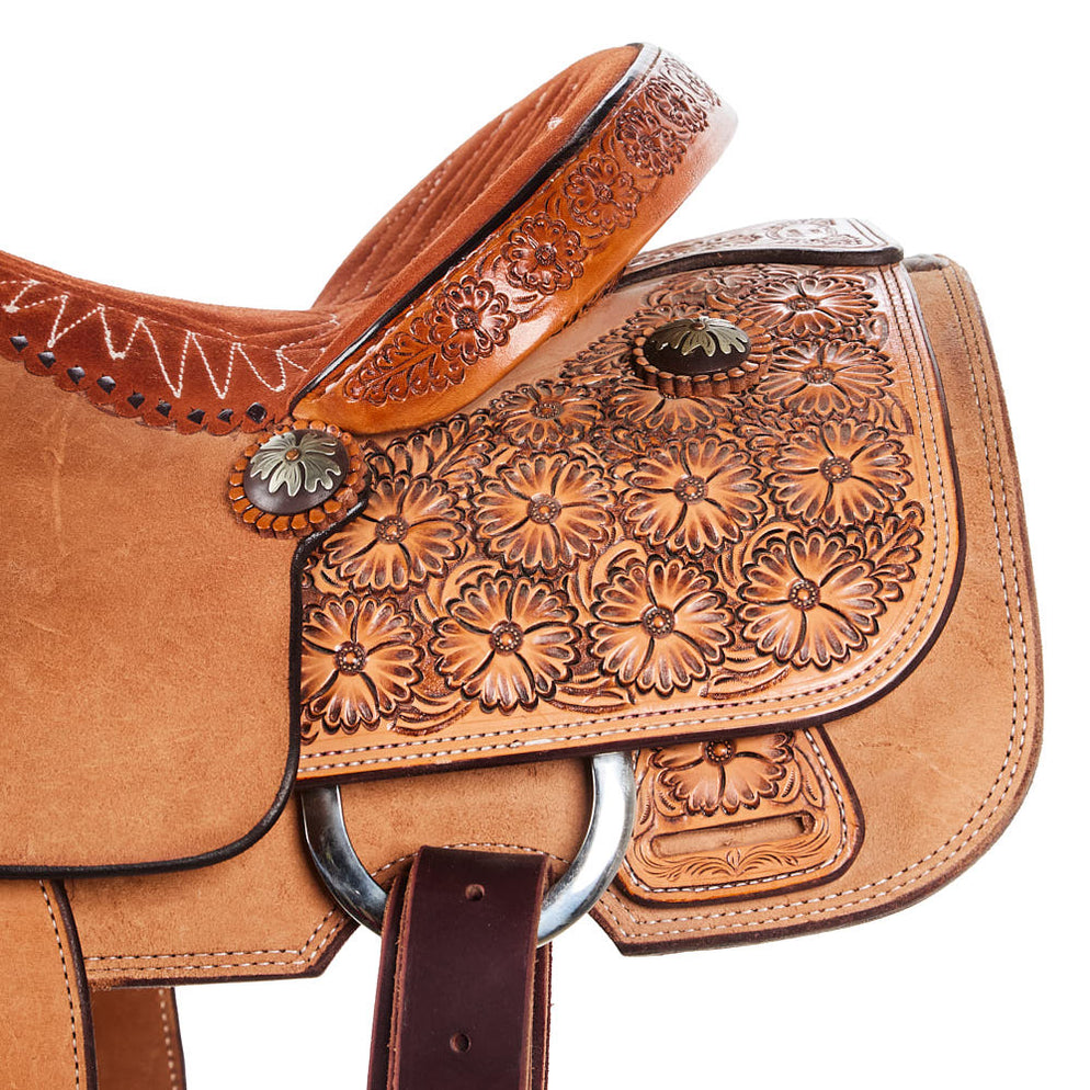 Trent Ward 15in 1/2 Breed Floral Platinum Team Roping Western Saddle