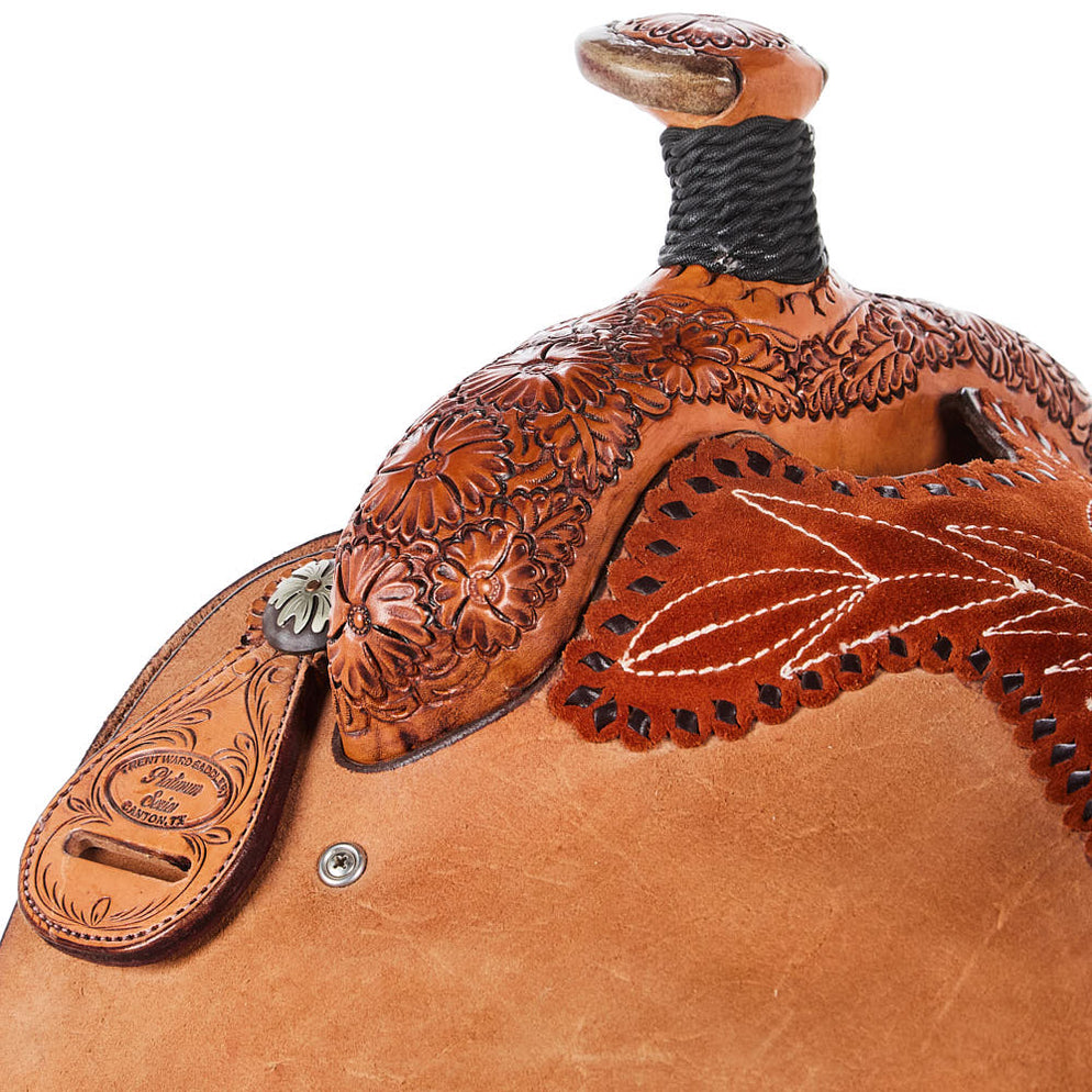 Trent Ward 15in 1/2 Breed Floral Platinum Team Roping Western Saddle