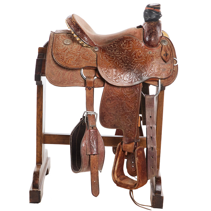 Four T Saddles Used 15in Saddlery Team Roper