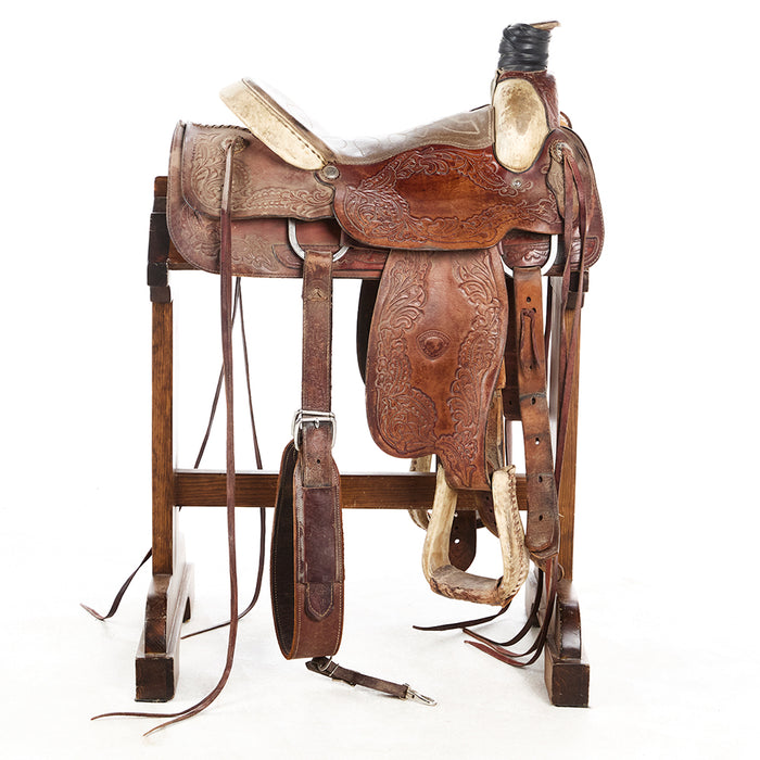 Hereford Used 15.5in Floral Tooled Sickout Team Roper