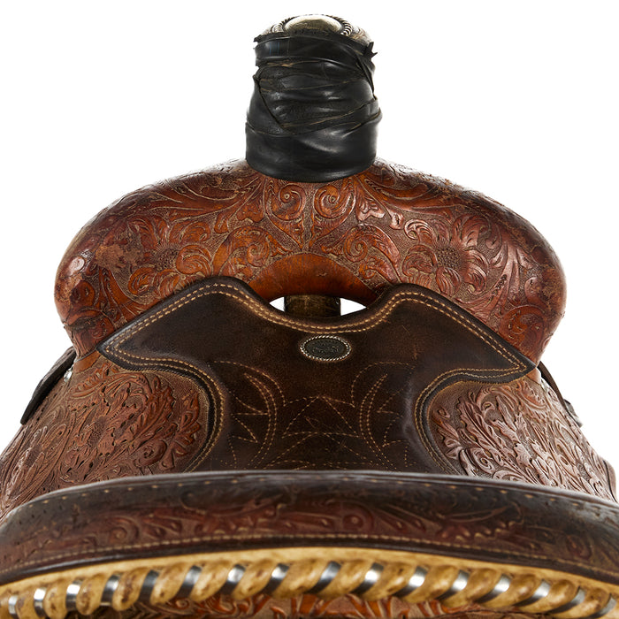 Bill Mcdonald Used 15in Full Basket Stamp Team Roper with Smooth Quilted Seat