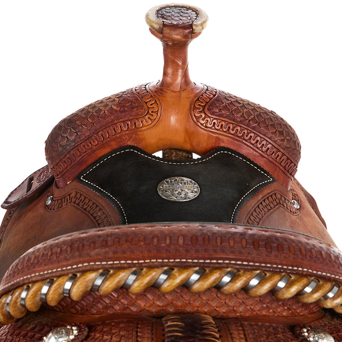 Martin Saddlery Used 14in Waffle Stamp with Rope Border Team Roper