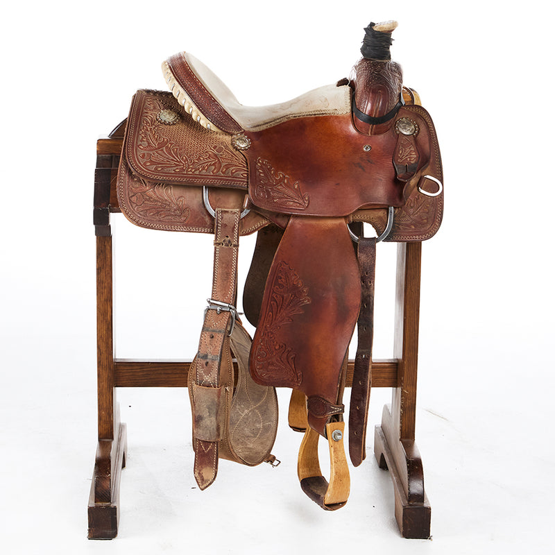 R Bar R Used 14in Acorn Tooled Team Roper