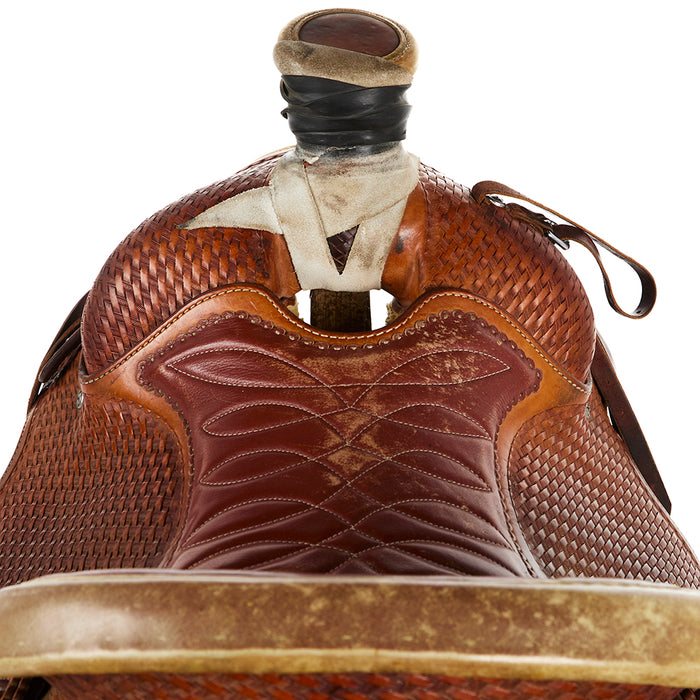 Bill Mcdonald Used 15in Full Basket Stamp Team Roper with Smooth Quilted Seat