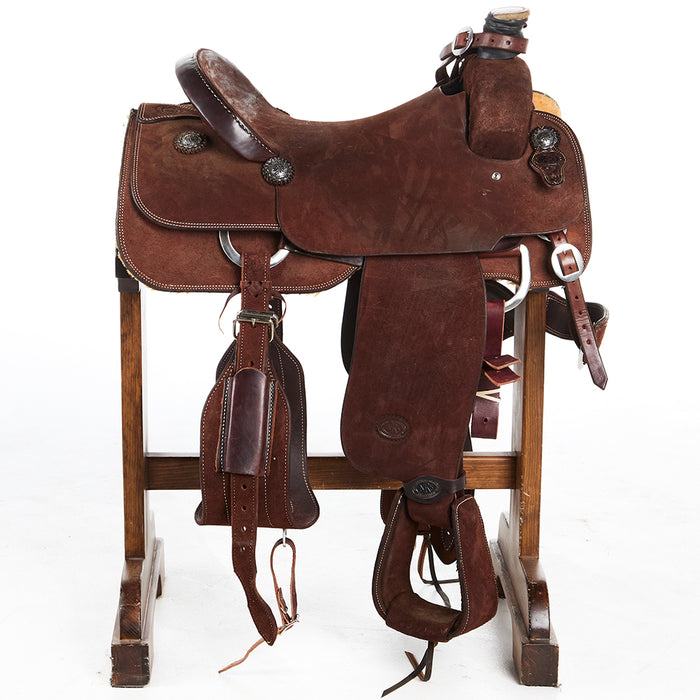 NRS Used 17in Chocolate Roughout Team Roper