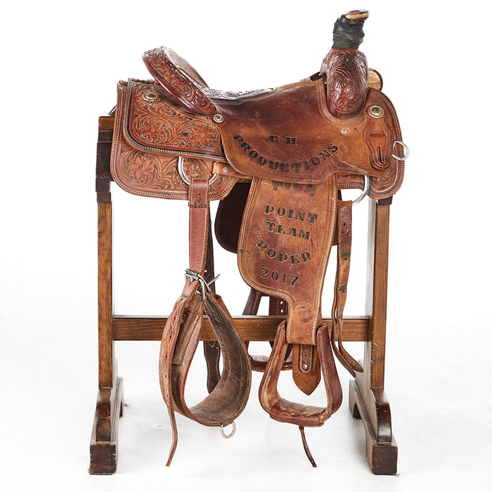 Corriente 15in 1/2 Tooled Floral Trophy Team Roper