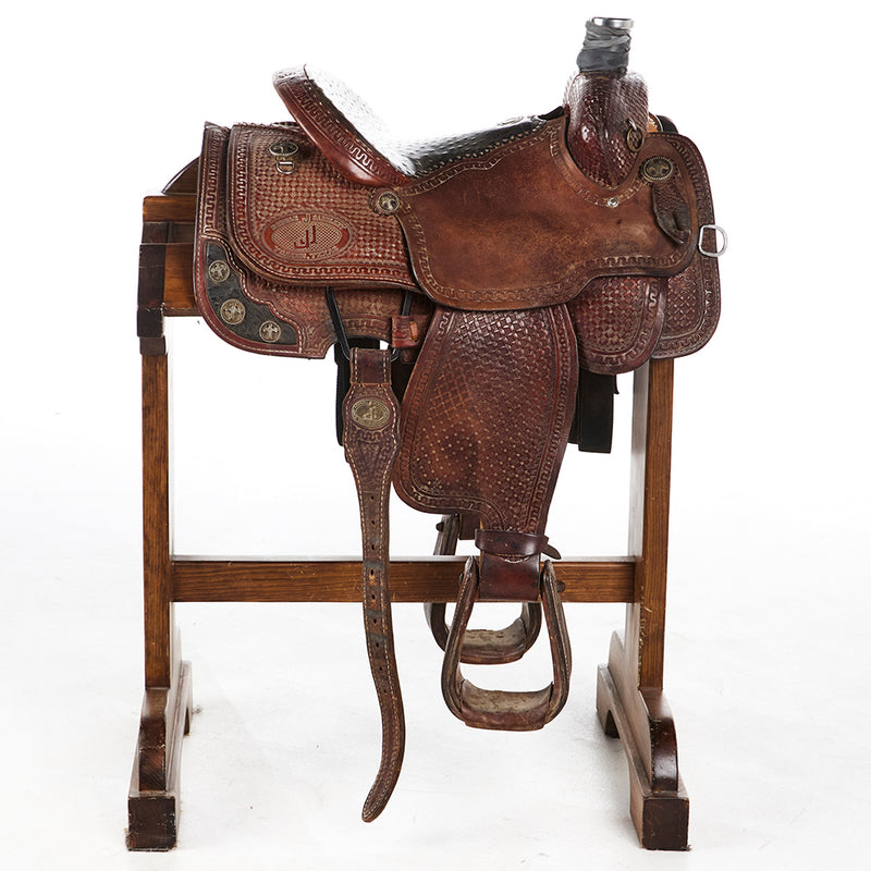 Double J Saddlery Used 13in Team Roper Ostrich Seat