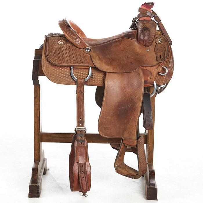 Coats Used 16in Basket Stamp Team Roping Saddle