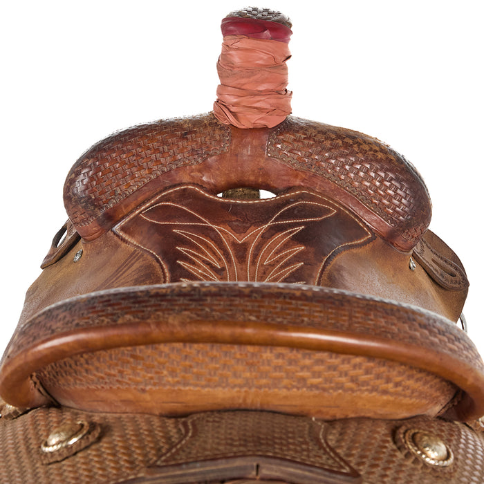 Coats Used 16in Basket Stamp Team Roping Saddle