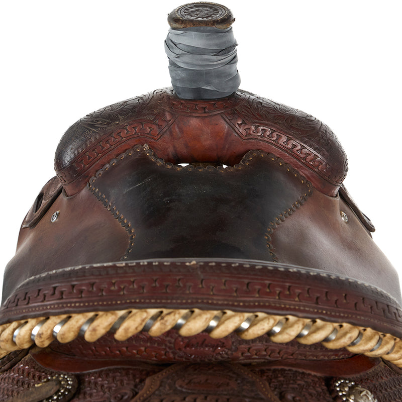 Teskey's Used 15in Floral Tooled with Running W Border Team Roper