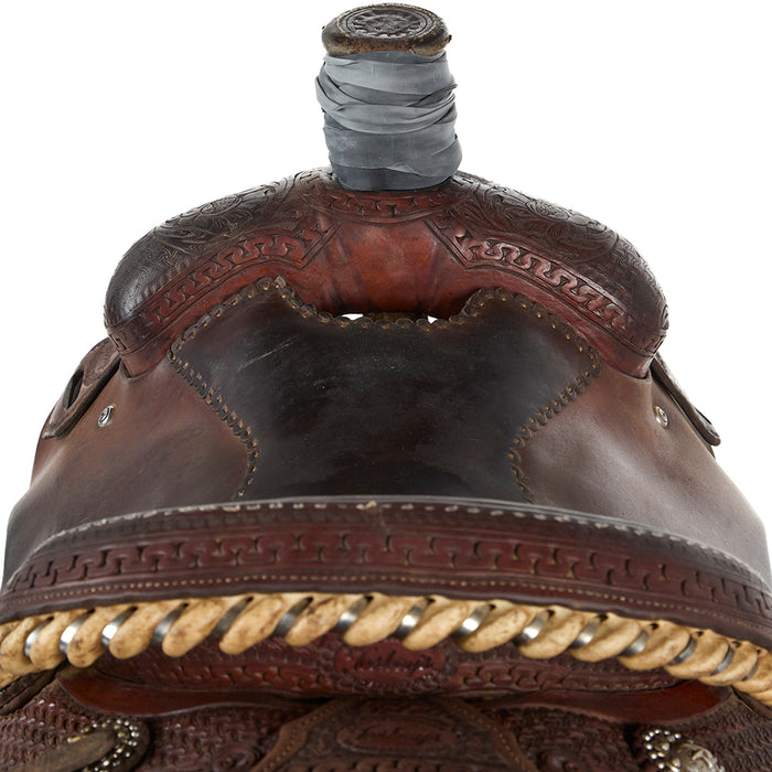 Teskey's Used 15in Floral Tooled with Running W Border Team Roper