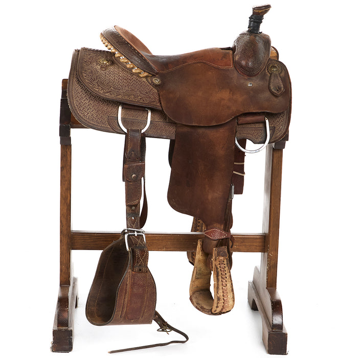 Dale Martin Used 14.5in Spider Stamp with Oak/Acorn Border Team Roper