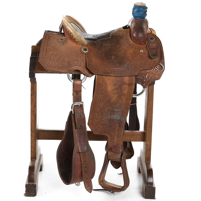 Smarty Saddlery Used 14.5in Single Skirt Combo Tooled Team Roper