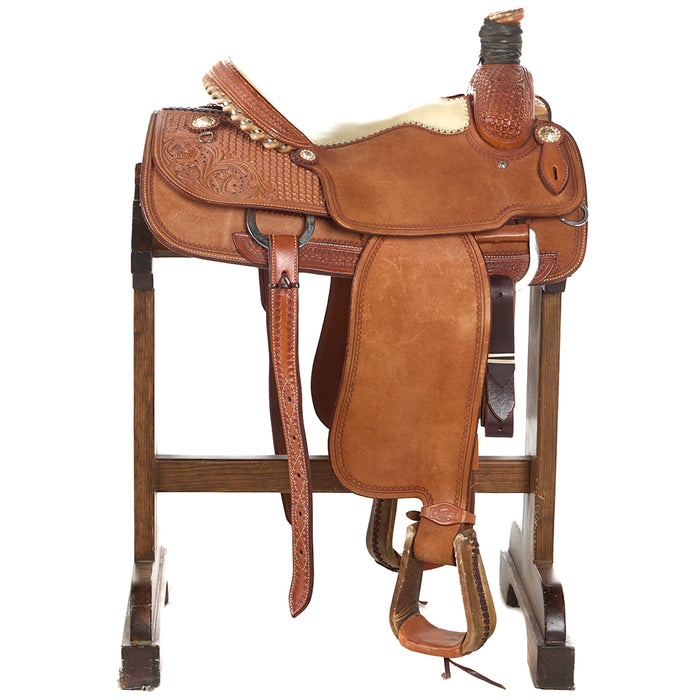 Martin Saddlery Used 15.5in 1/4 Breed Waffle/Floral Combo Team Roper