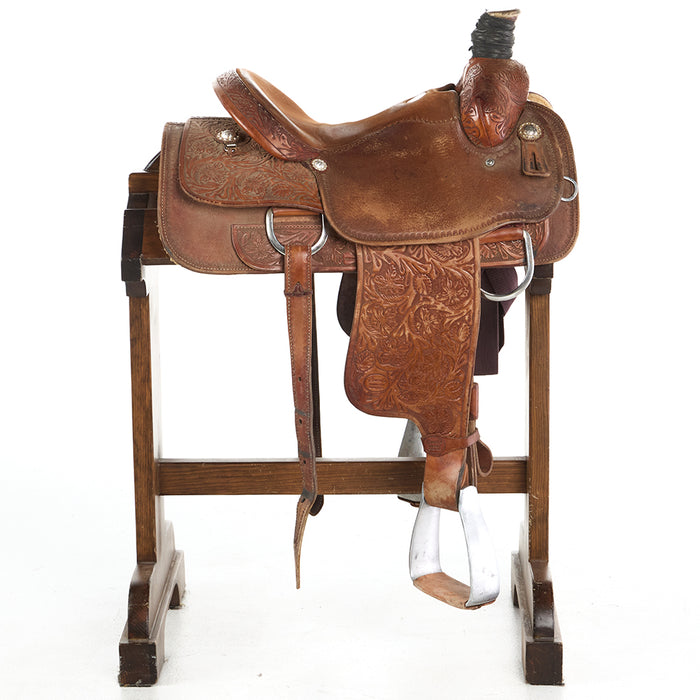Courts Used 14.5in 1/4 Breed Floral Tooled Team Roper