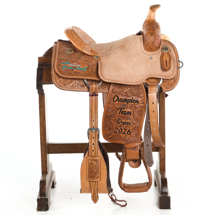 Corriente 15in 7/8 Breed Floral Tooled High Call Productions Trophy Team Roper